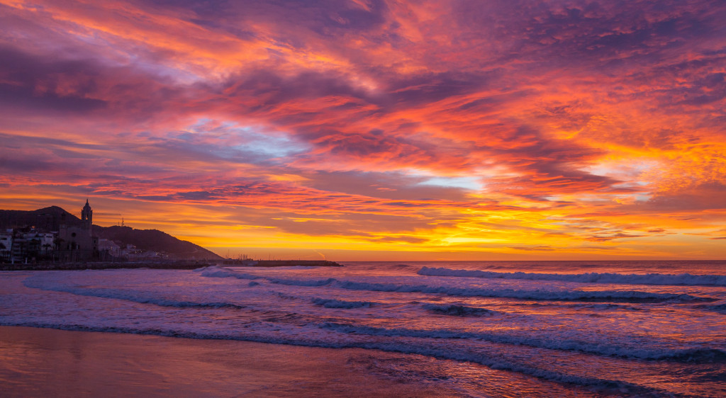 Sunrise at Sitges - one of the most beautiful sunrises I've ever seen.